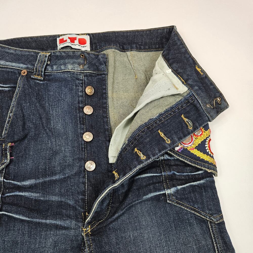 Y2k Euro Fornarina Denim Skirt Knee Length Embellished Boho - Size 11 - Picture 6 of 8